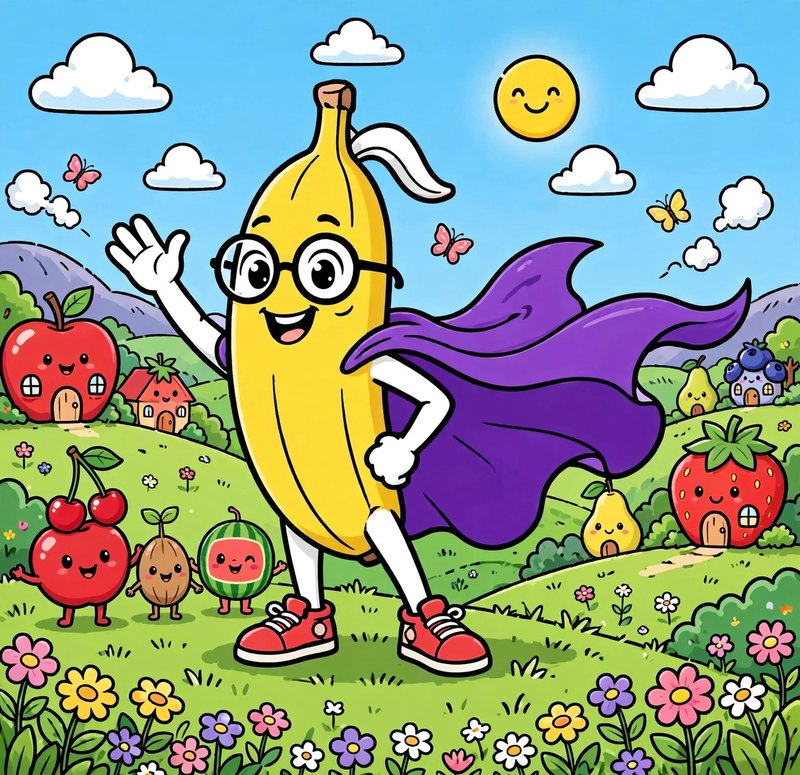 Cover art of The Epic of Banana-Man Coloring Book — Banana-Man and his friends in Fruitville